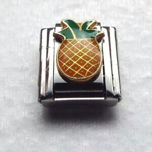 Enamel pineapple fruit 9mm stainless steel italian charm bracelet link new